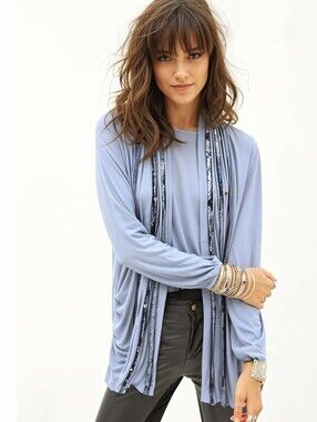 NWT BKE Gray Shimmery Sequin Scarf Cardigan